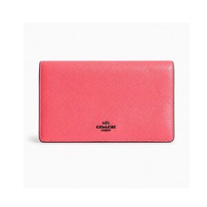 Coach Pebbled Leather Slim Envelope Wallet Coral Pink Snap Zip
